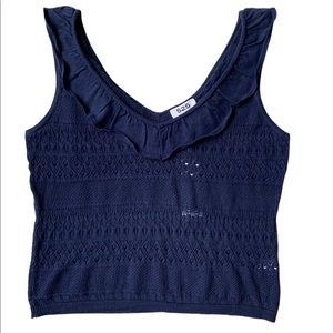 525 America Pointelle Ruffle Tank NWT